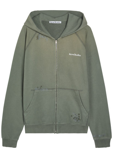 Acne Studios スウェット ACNE STUDIOS Logo hooded zip-through cotton sweatshirt | Harvey
