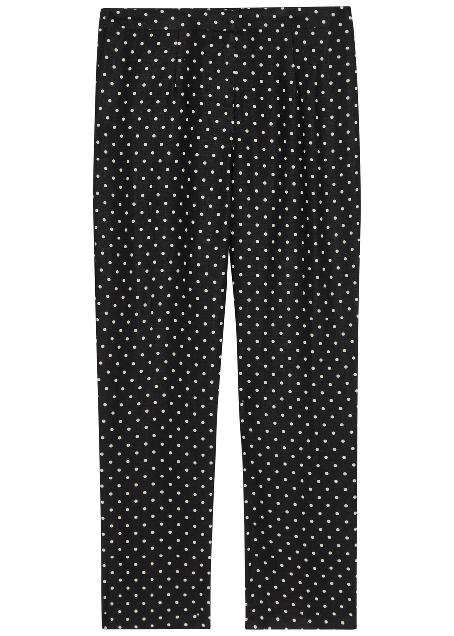 Faithfull The Brand Iria Polka dot Linen Capri Trousers - Black And White - XS (UK6 / XS)