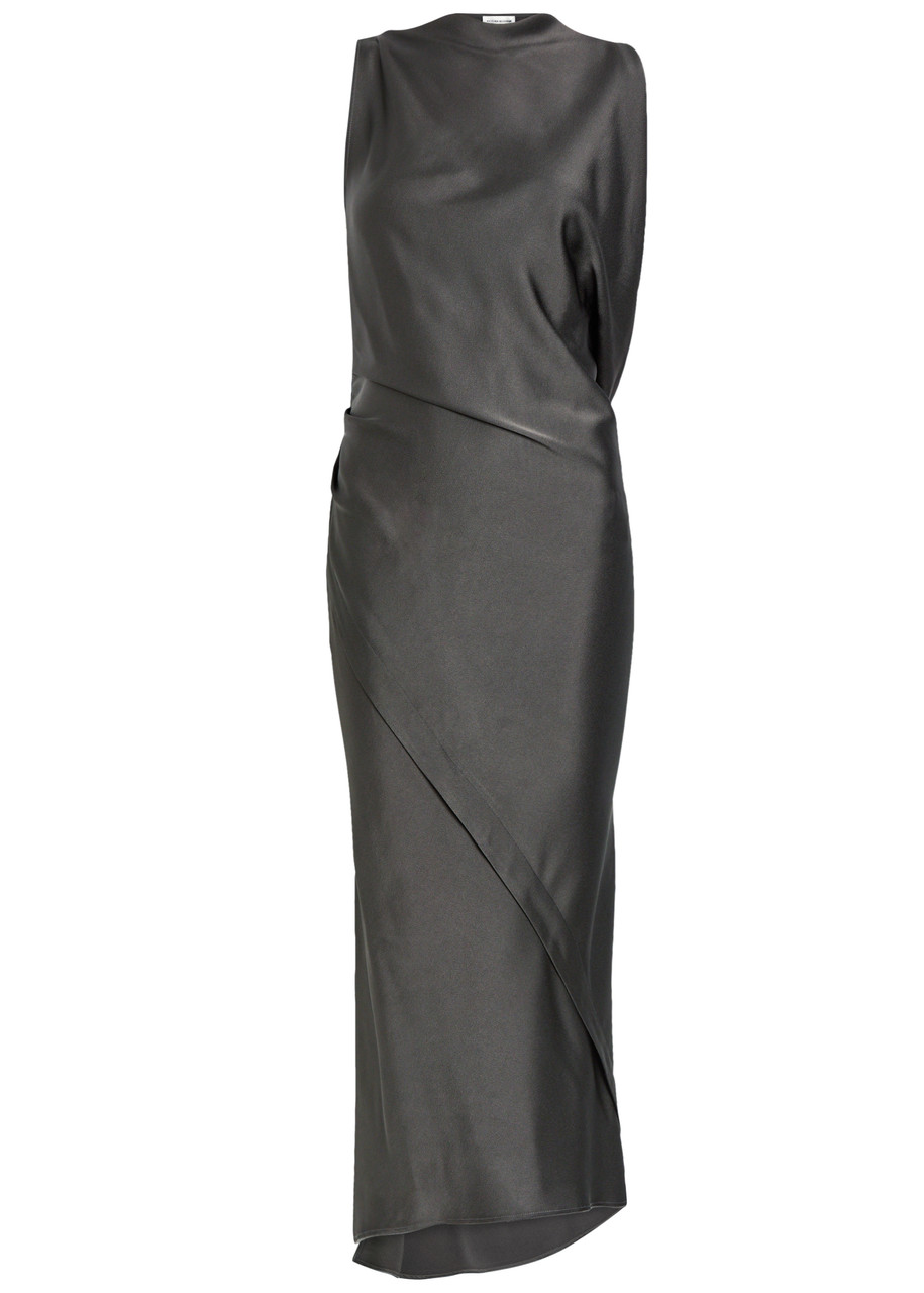 Victoria Beckham Draped Satin-crepe Midi Dress - Brown - 6 (UK6 / XS)