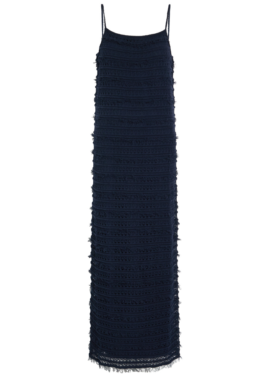 Giuliva Heritage Elizabeth Open-weave Knit Maxi Dress - Navy - XS (UK6 / XS)