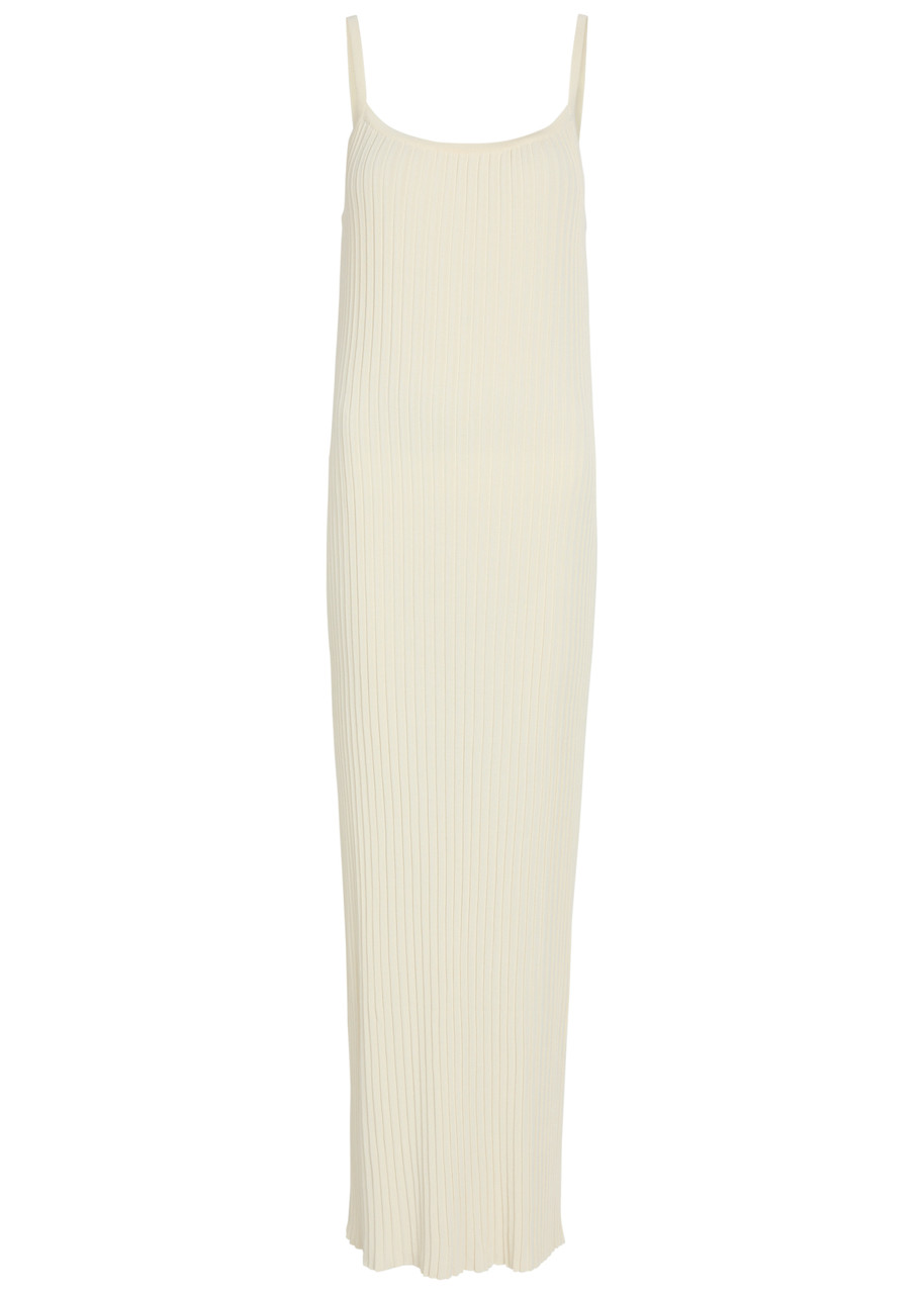Giuliva Heritage Lizzie Ribbed-knit Maxi Dress – Ivory – 38 (UK6 / XS)
