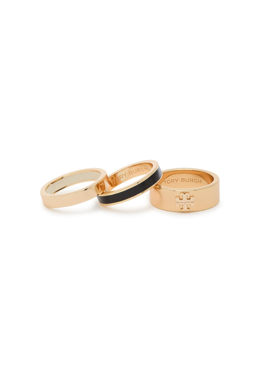 Tory Burch Icon 18kt Gold-plated Rings - set of Three - 6 (L 1/2)