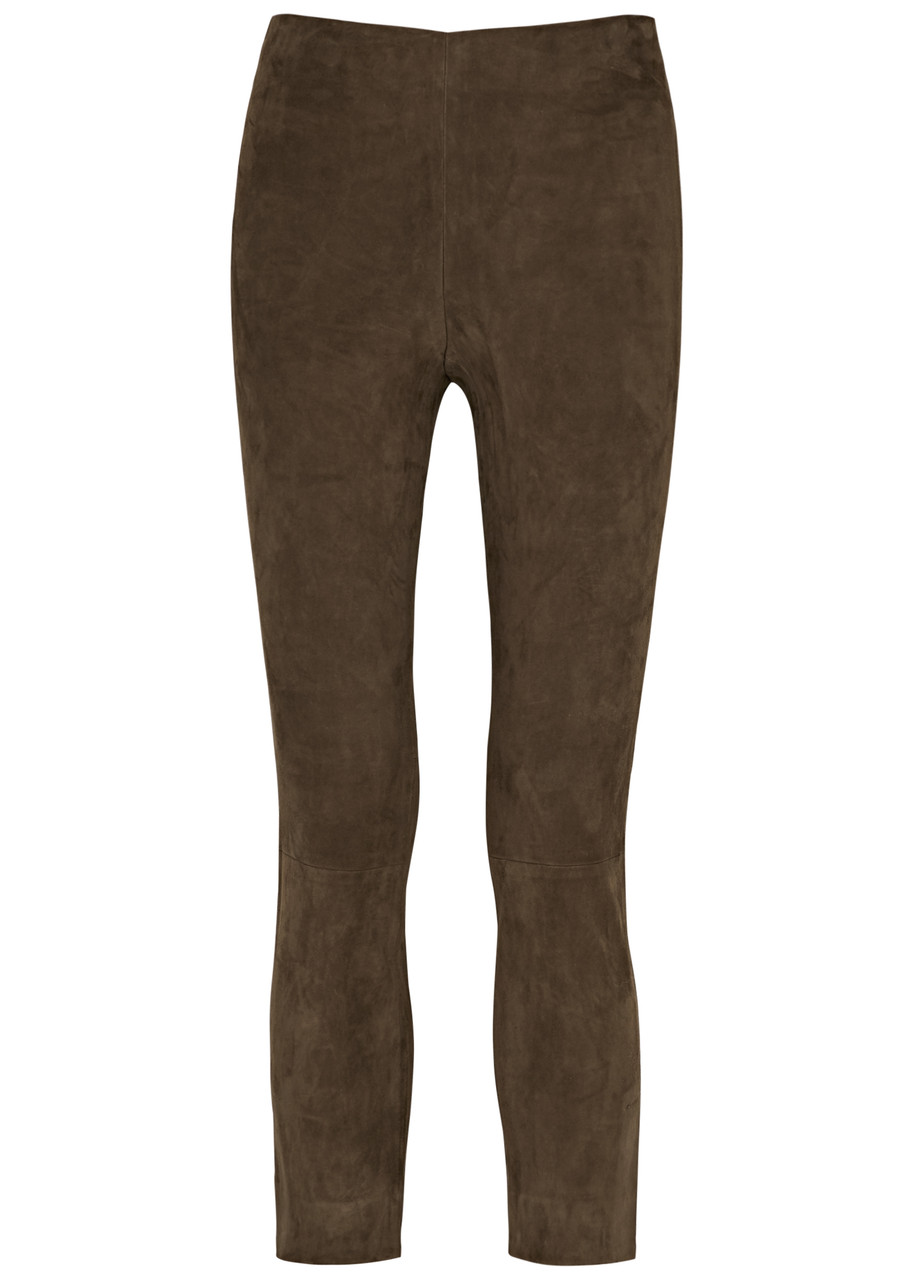 Vince Split-cuff Suede Trousers - Brown - L (UK14 / L)