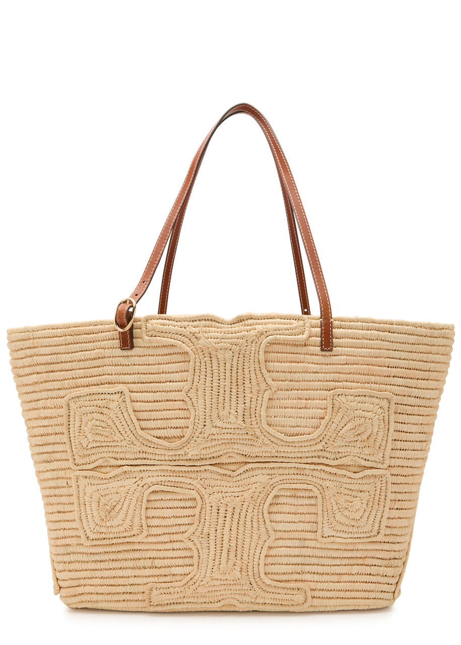 Tory Burch Ella Large Logo-embroidered Raffia Tote bag - Natural - One Size