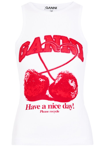 GANNI Cherry printed cotton tank top | Harvey Nichols