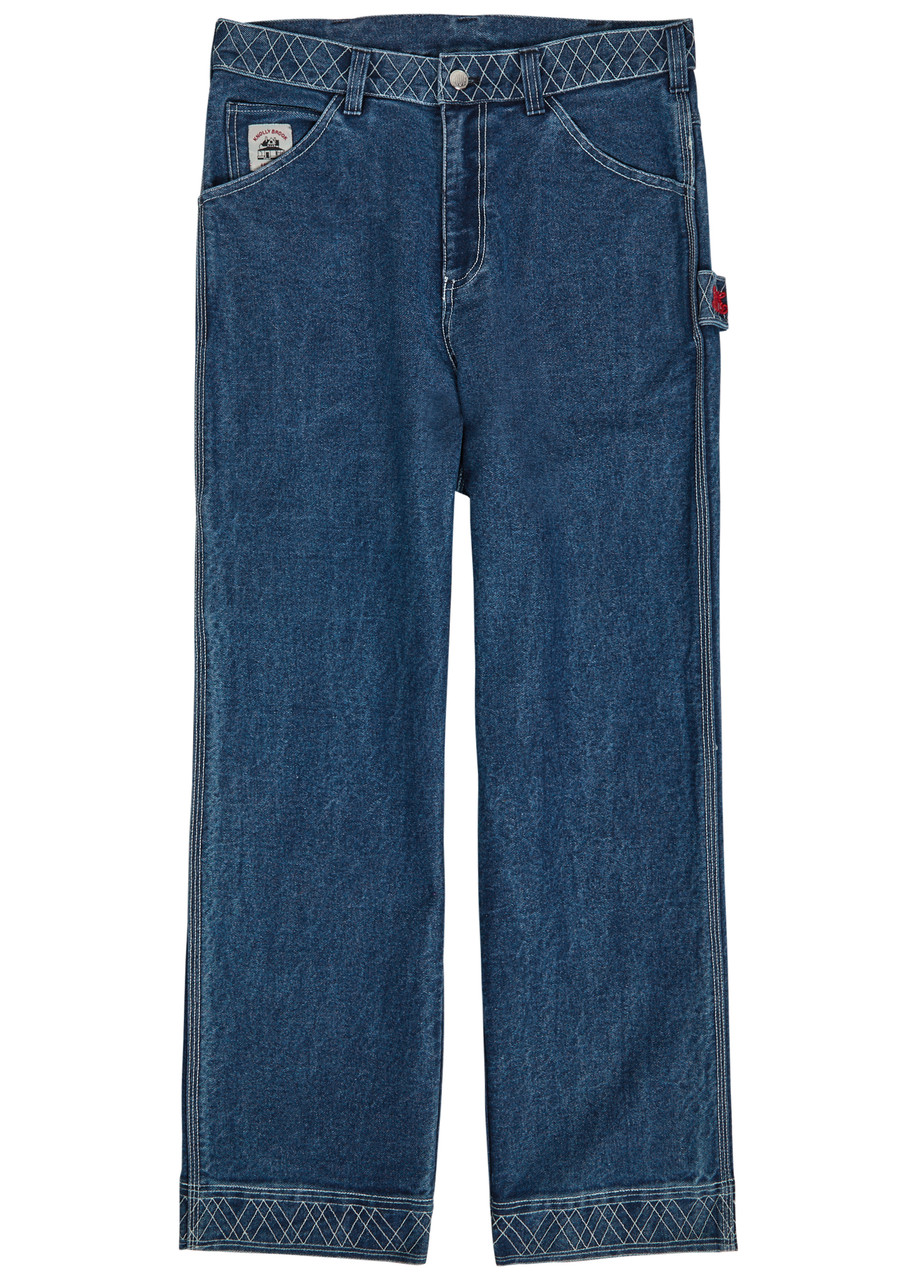 Bode Knolly Embroidered Straight-leg Jeans - Indigo - 34 (W34 / L)