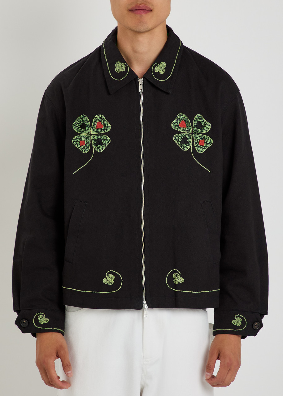  Bode Lucky Draw Embroidered Twill Jacket - Black - S 