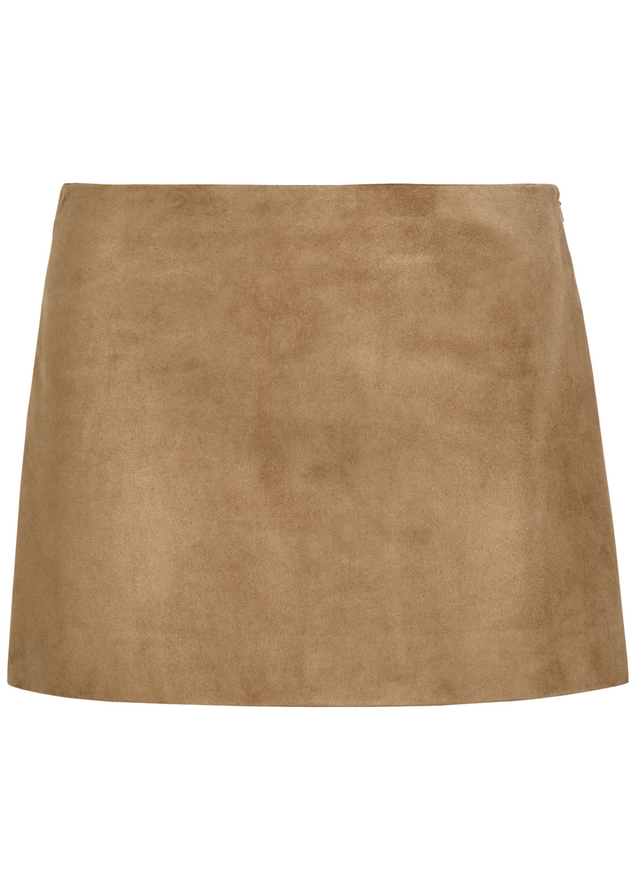 Khaite Jett Suede Mini Skirt - Khaki - 2 (UK6 / XS)