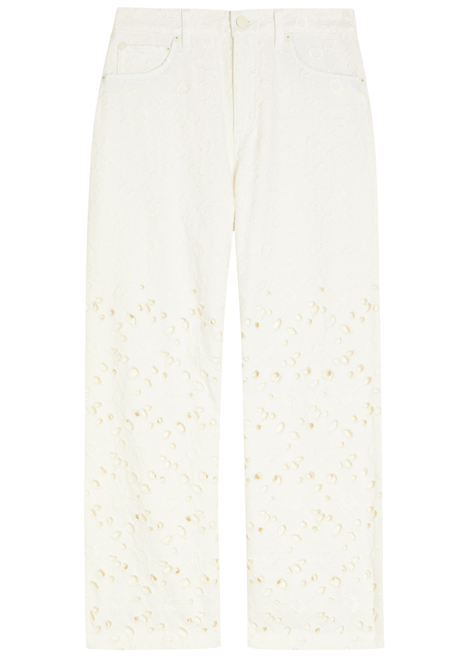 Alice + Olivia Chic Cutwork Embroidered Wide-leg Jeans - White - 25 (W25 / UK6 / XS)