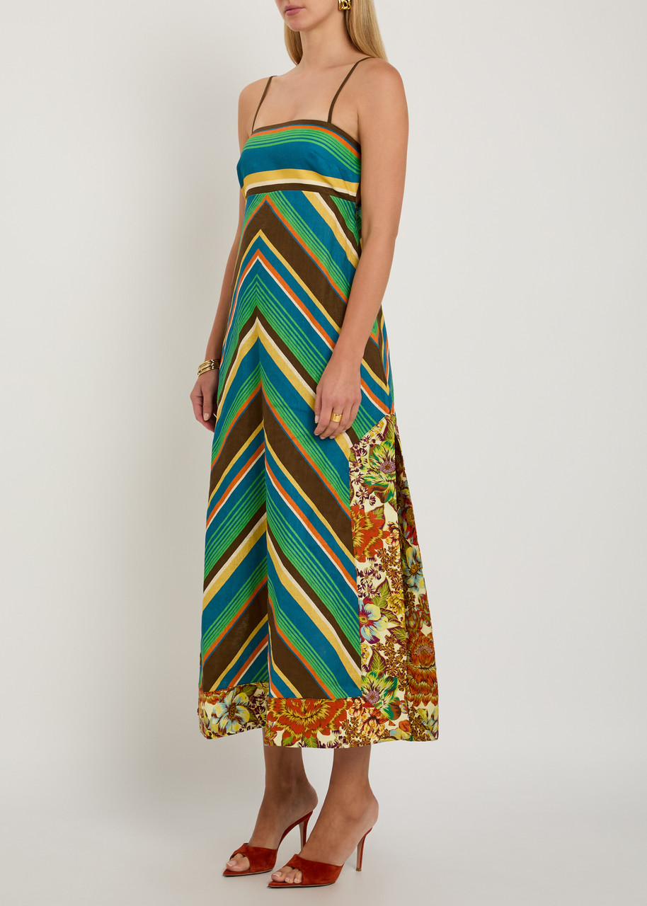  Alemais Charlie Striped Linen Midi Dress - Multicoloured - 12 (uk12 / M) 