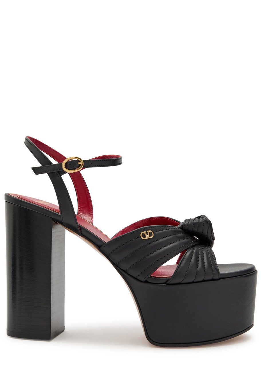 Valentino Garavani Crasher 125 Knotted Leather Platform Sandals - Black - 36 (IT36/ UK3)