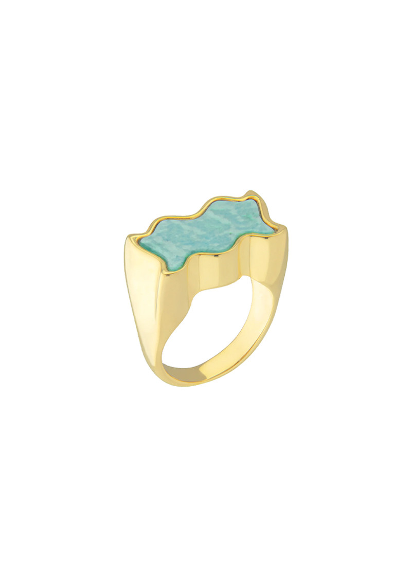 Maria Frering Celebração Gold-plated Amazonite Ring - O (UK O / US 7)