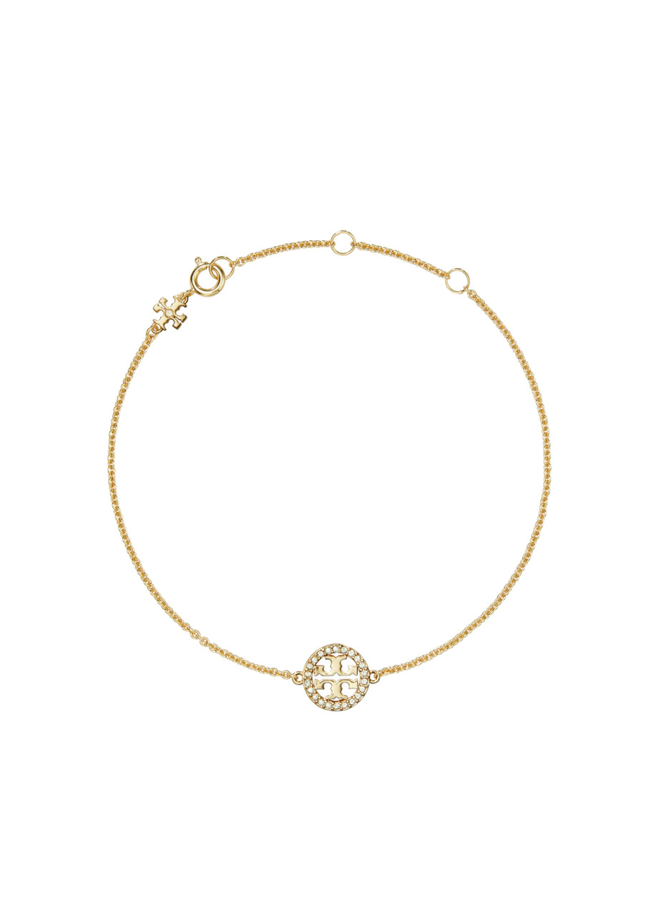 Tory Burch Icon 18k Gold Pavé Chain Bracelet - One Size
