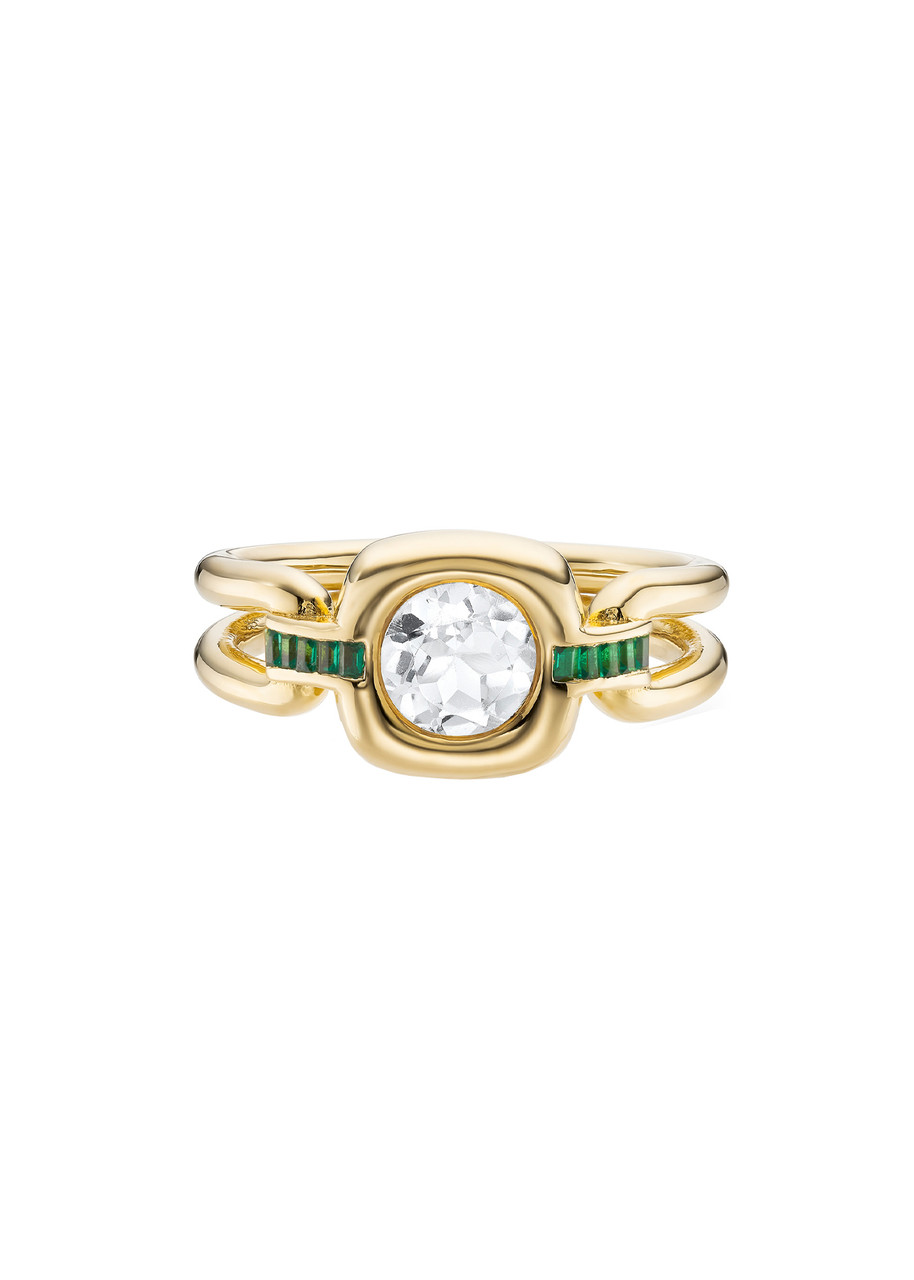 V BY Laura Vann Gaia 18kt Gold Vermeil Ring - Green - P (UK P / US 7.5)