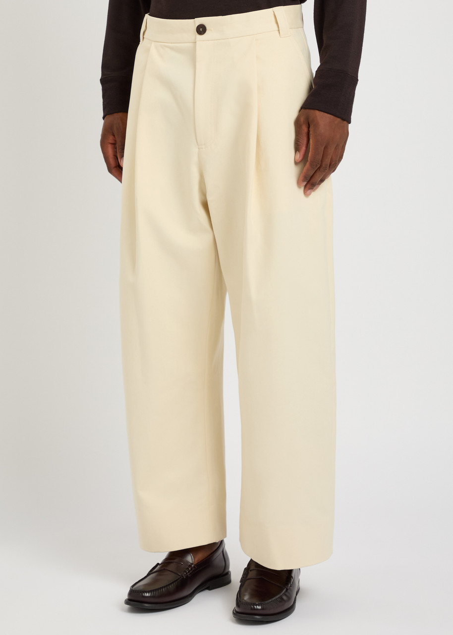  Studio Nicholson Pleated Wide-leg Trousers - Cream - S 