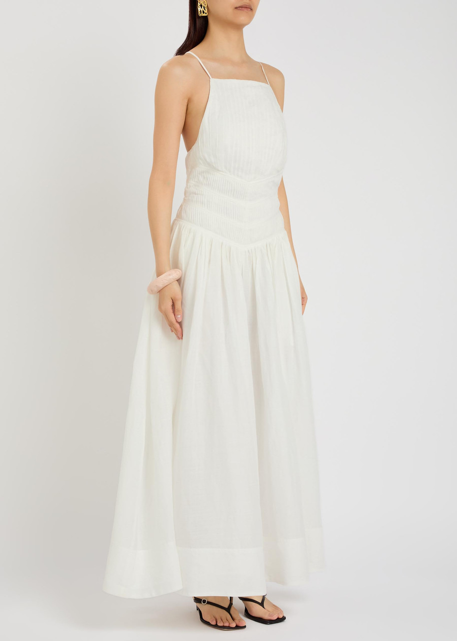 Aje Helene Pleated Ramie Maxi Dress – Ivory – 14 (UK14 / L)