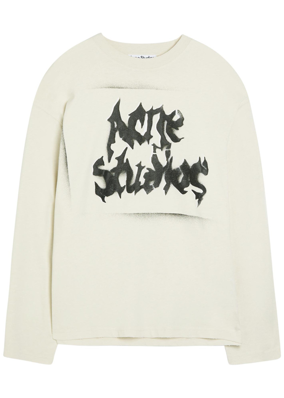 Acne Studios Logo-print Long-sleeve Cotton-blend T-shirt – White – L