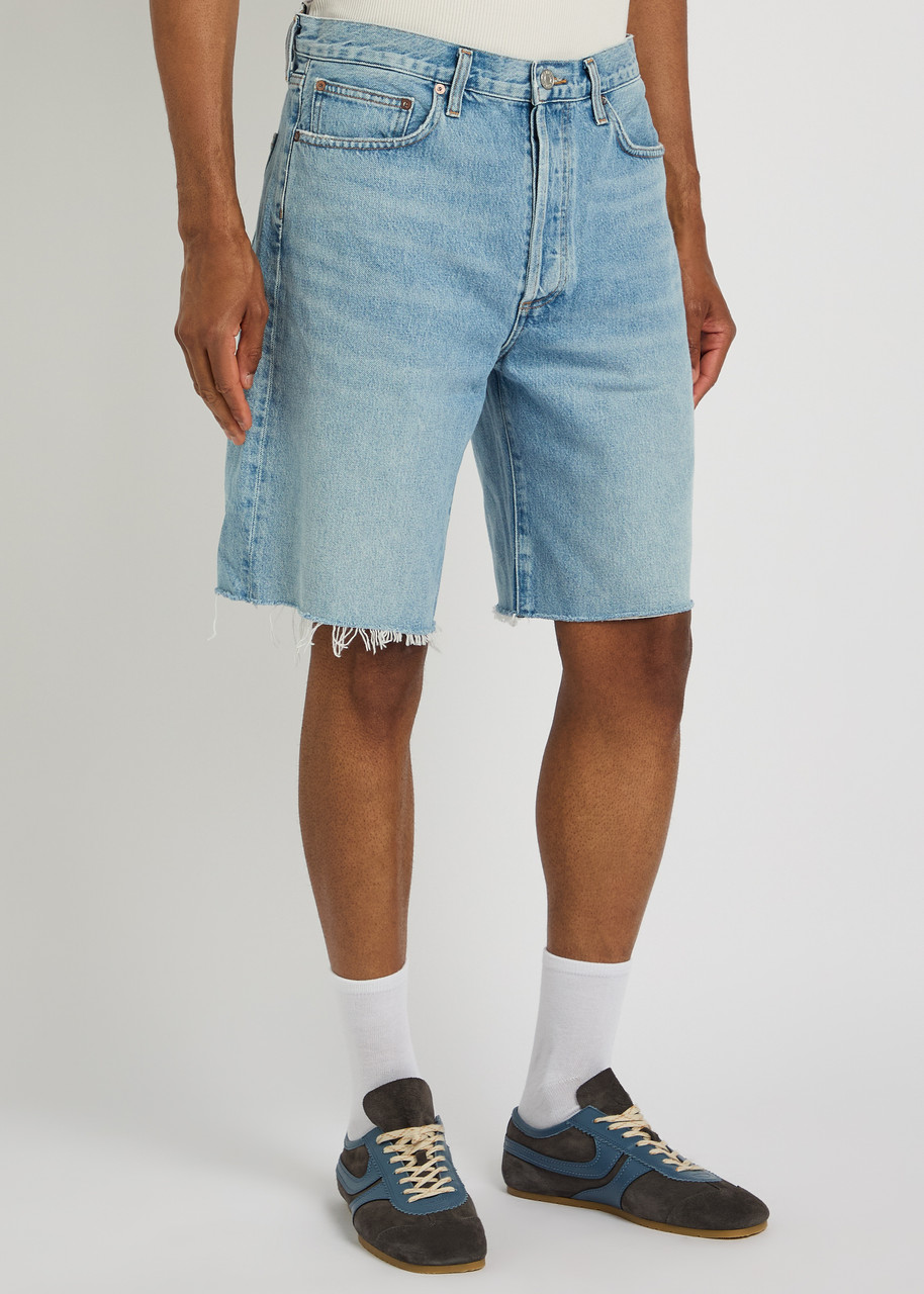  Agolde Anson Frayed Denim Shorts - Light Blue - 34 (w34 / L) 