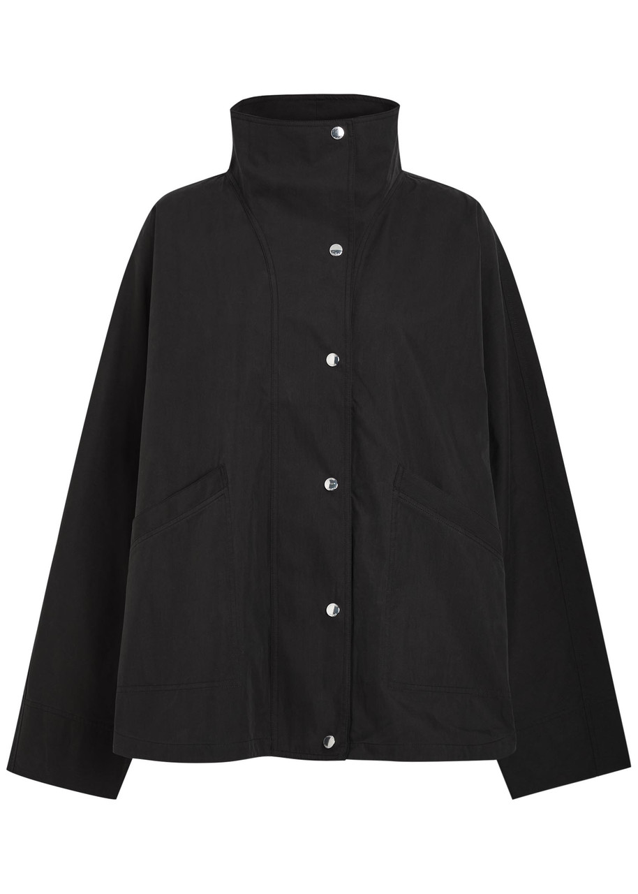Toteme Funnel-neck Cotton-blend Poplin Jacket - Black - 40 (UK12 / M)