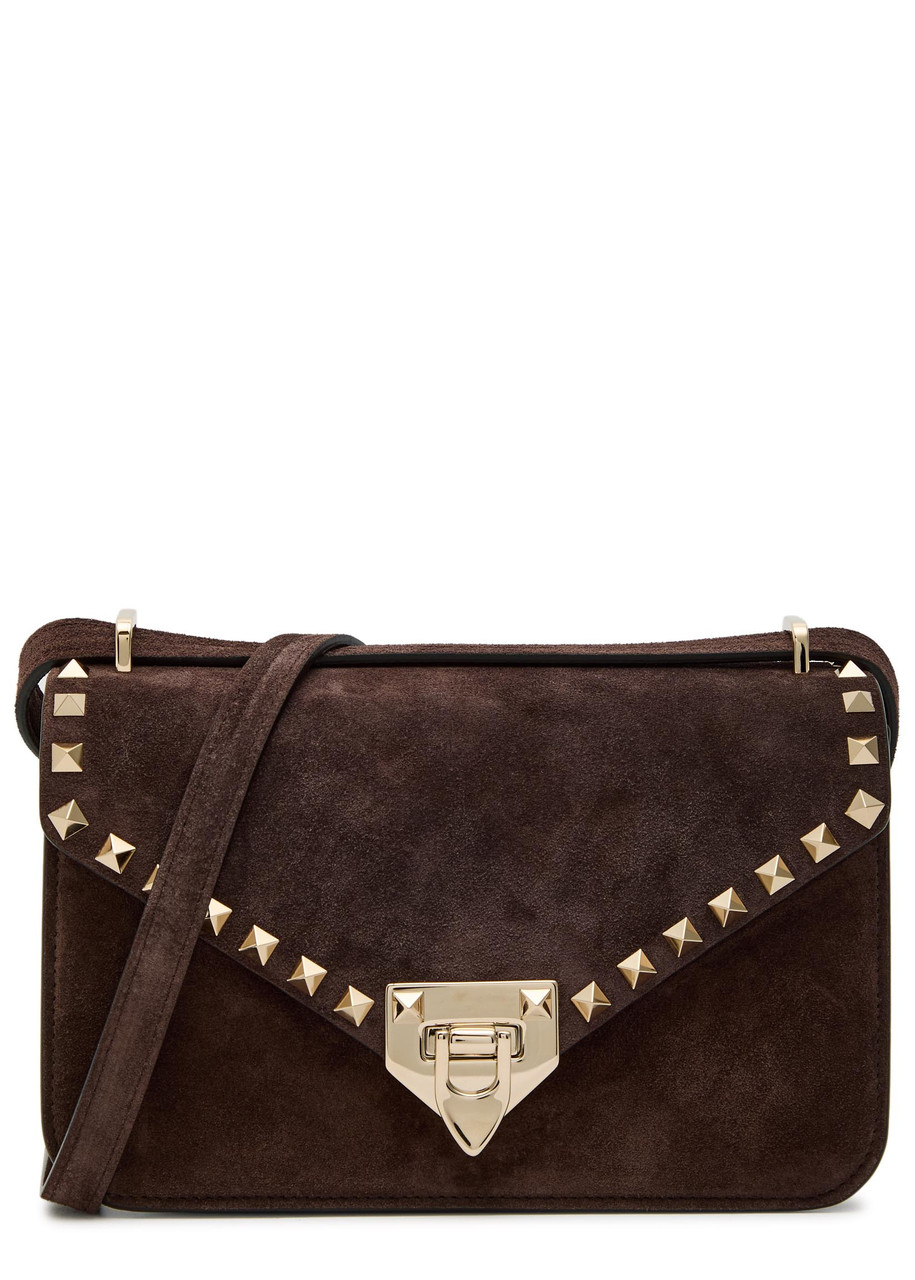 Valentino Garavani Rockstud Small Suede Shoulder bag - Brown - One Size