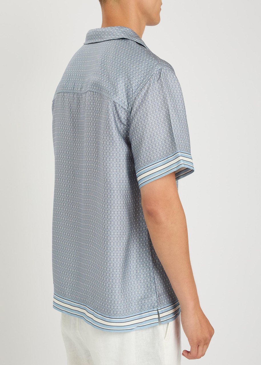  Che Lucena Printed Satin-twill Shirt - Light Blue - S 