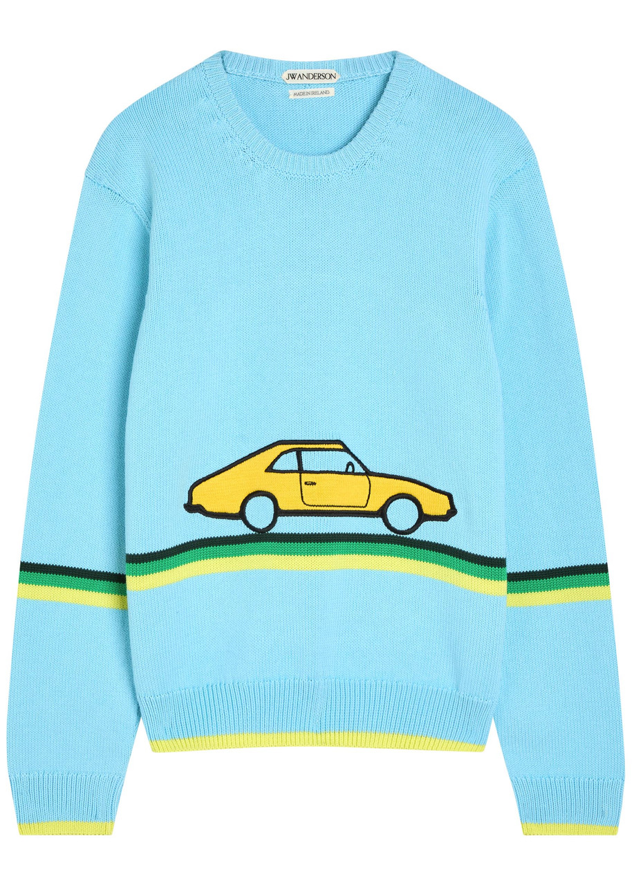 JW Anderson Car Striped Cotton-knit Jumper - Blue - M