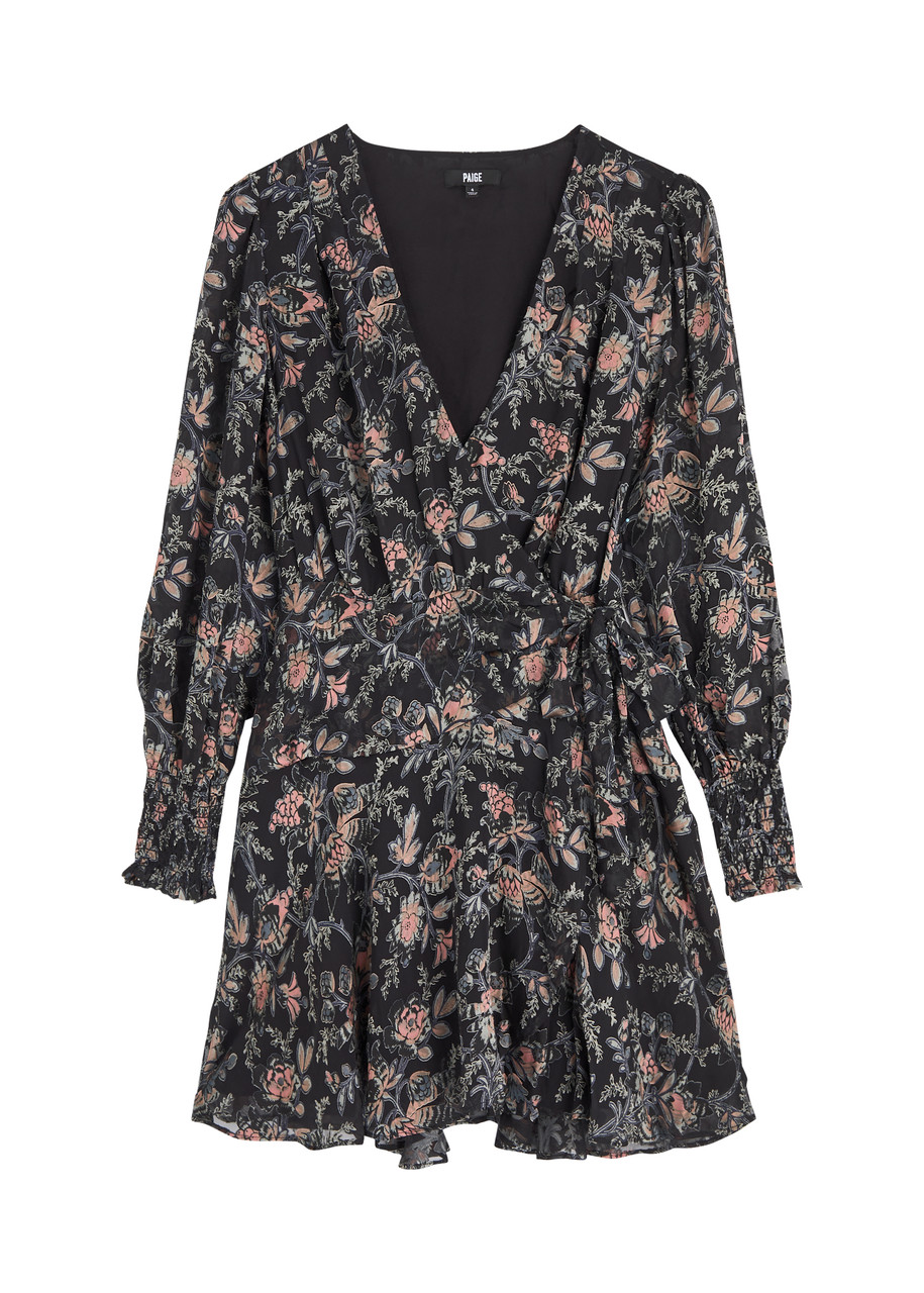 Paige Audriana Floral-applique Mesh Wrap Mini Dress - Multicoloured - 10 (UK14 / L)