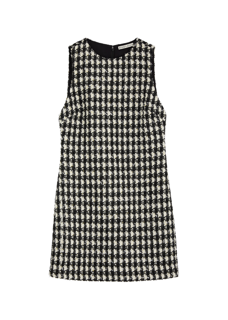 Alice + Olivia Clyde Checked Tweed Mini Dress - Black And White - 0 (UK4 /xxs)
