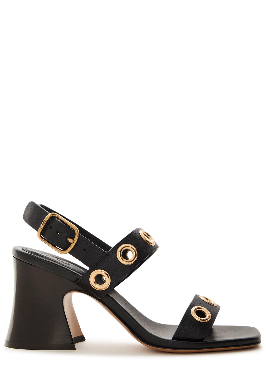 Chloe Janis 80 Eyelet-embellished Leather Sandals - Black - 37 (IT37/ UK4)