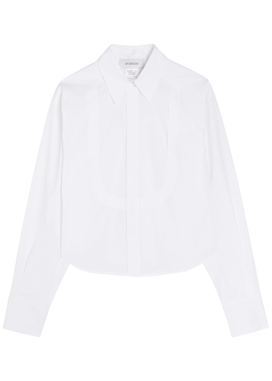 Sportmax Pleated Cotton-poplin Shirt In White