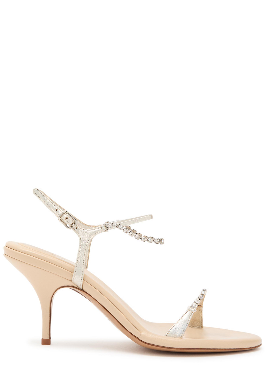 Chloe Zia 80 Crystal-embellished Leather Sandals - Beige - 36 (IT36/ UK3)