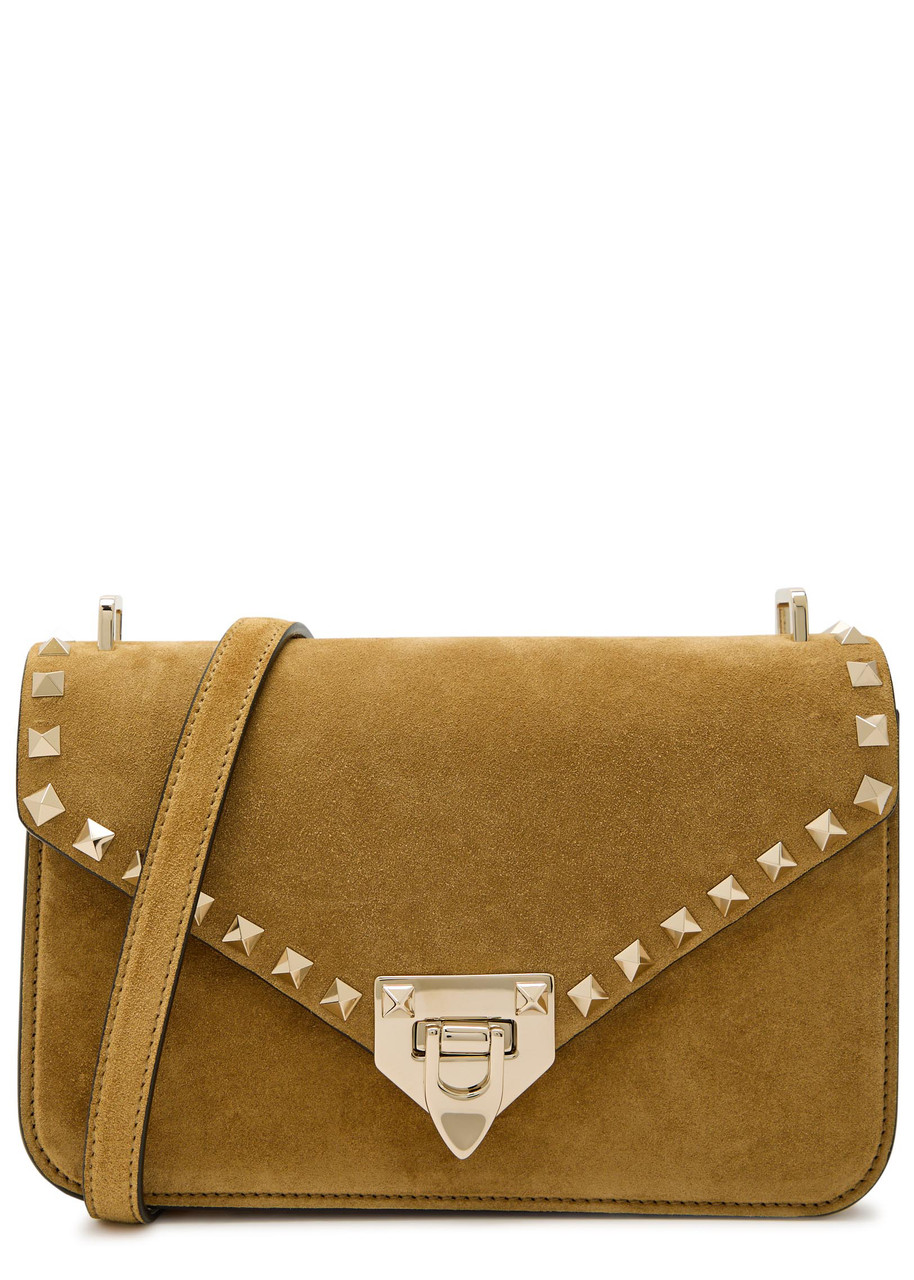 Valentino Garavani Rockstud Small Suede Shoulder bag - Beige - One Size