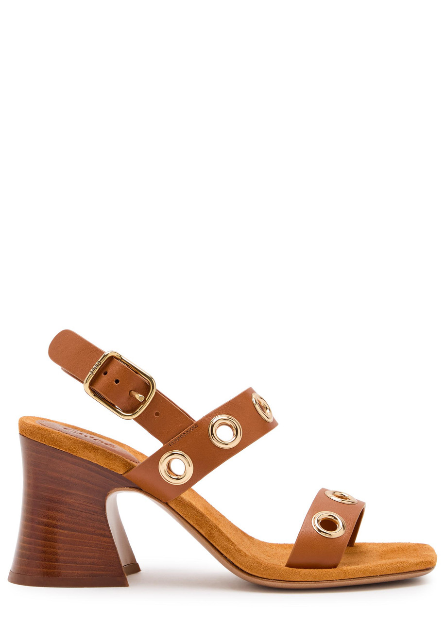 Chloe Janis 80 Eyelet-embellished Leather Sandals - Brown - 37 (IT37/ UK4)