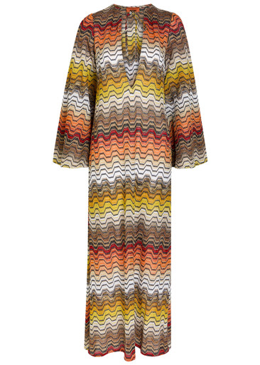 MISSONI Zigzag metallic-knit maxi cover-up dress | Harvey Nichols