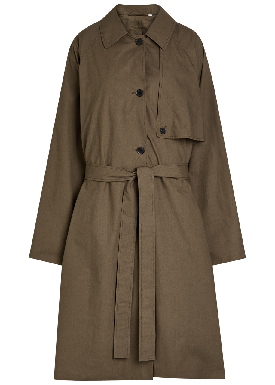 Calvin Klein Zeland Belted Cotton Trench Coat – Brown – 46 (UK14 / L)
