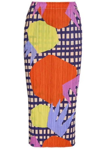 PLEATS PLEASE ISSEY MIYAKE Printed pleated woven midi skirt