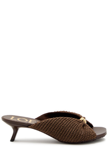 LOEWE Pebble Soft 45 raffia and leather sandals | Harvey Nichols