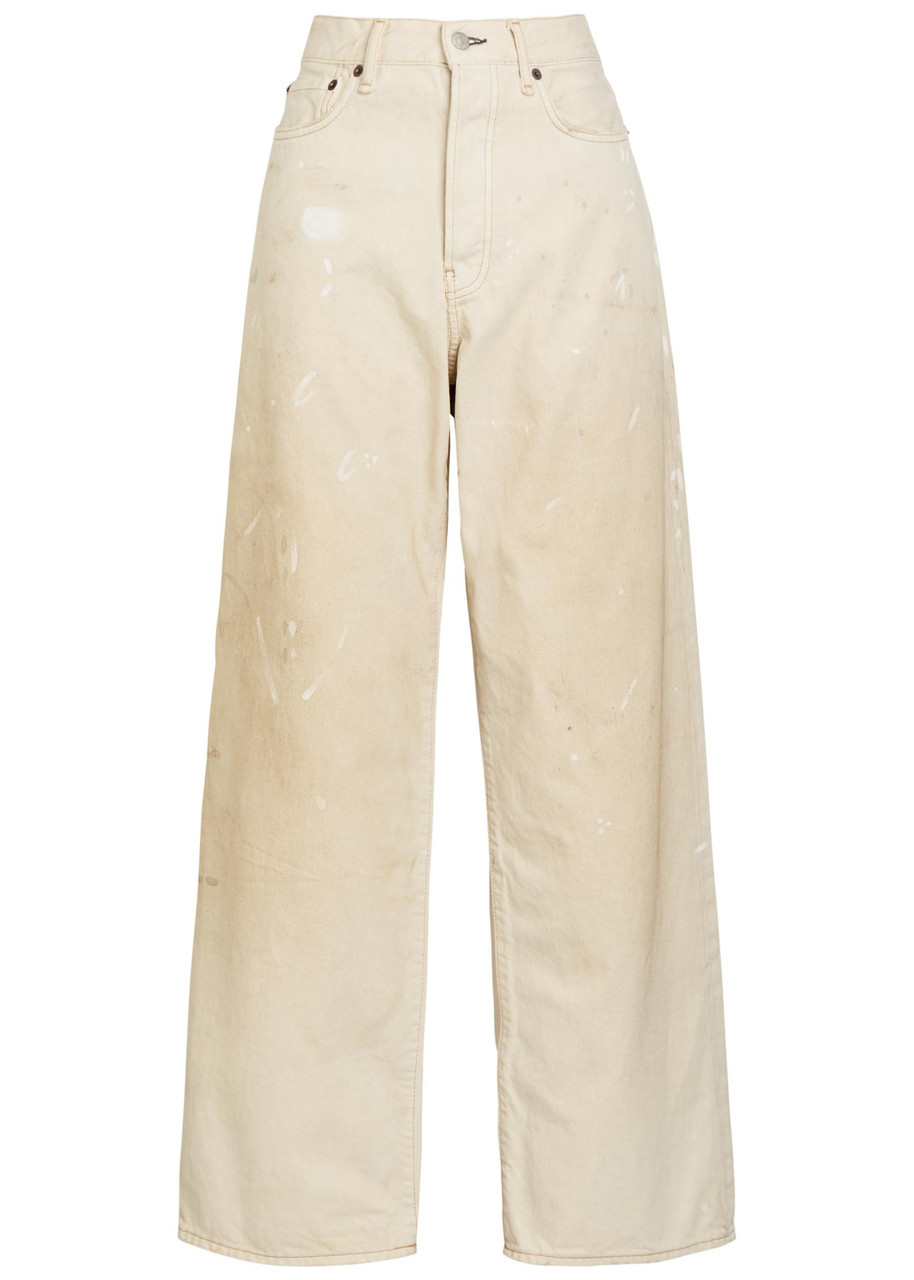 Acne Studios 1981 Paint-effect Wide-leg Jeans – White – L (UK14 / L)