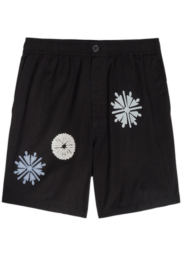 WAX LONDON Kurt embroidered cotton and linen-blend shorts | Harvey