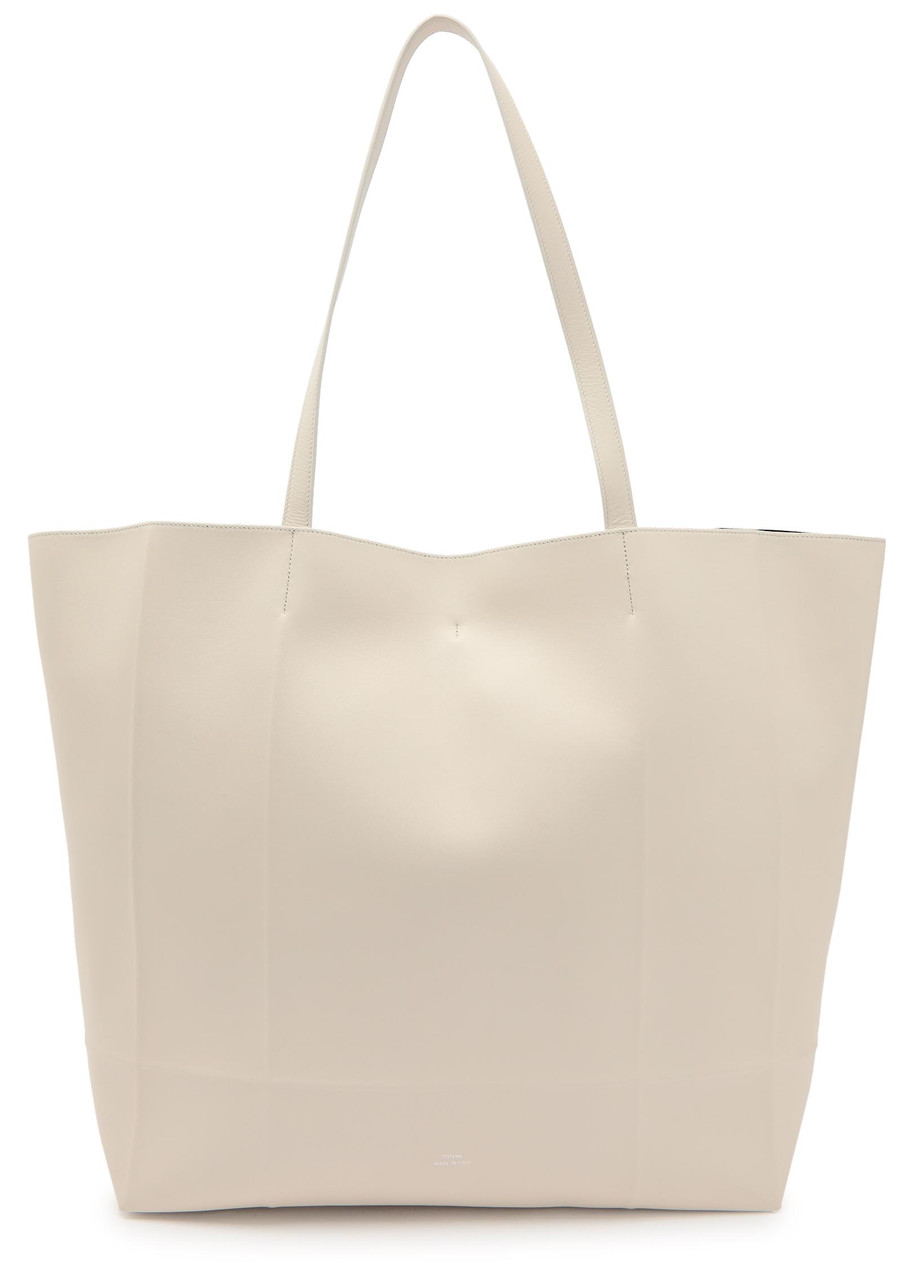 Totême Toteme Roam Leather Tote In Gray
