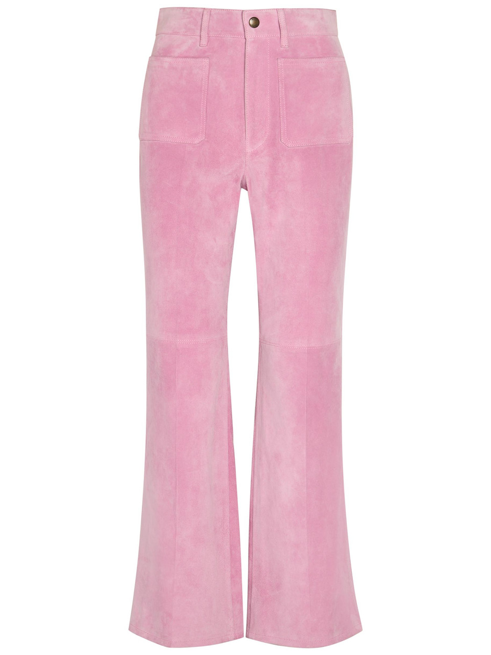Chloé Chloe Flared-leg Suede Trousers In Pink