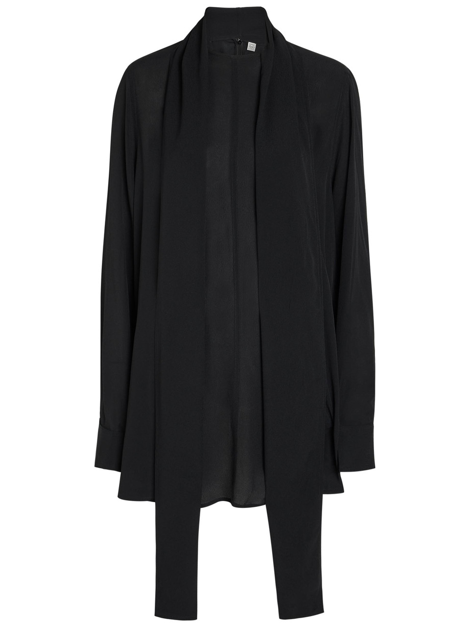 Totême Toteme Draped Scarf Woven Blouse In Black