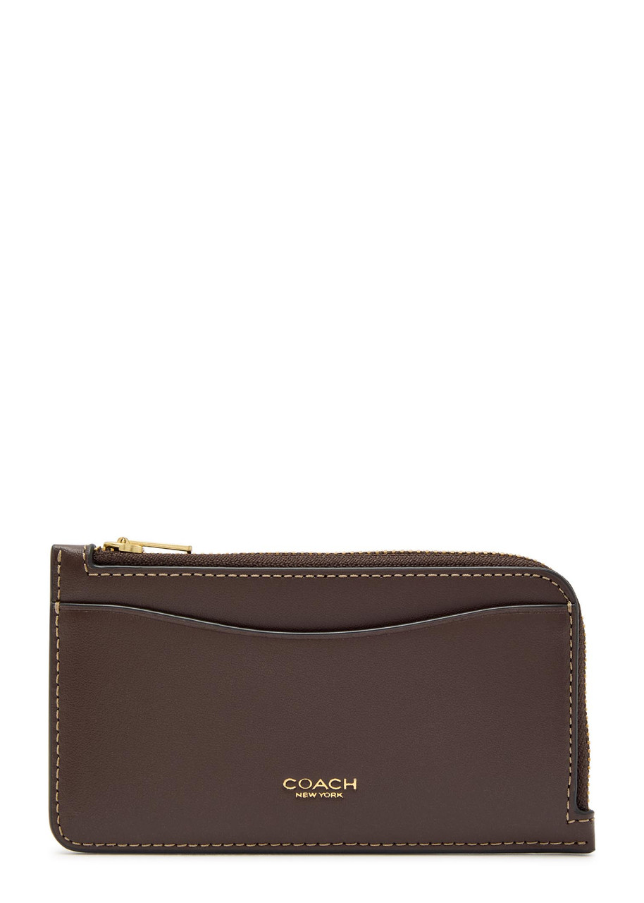 Coach New York Leather Card Holder In Brown