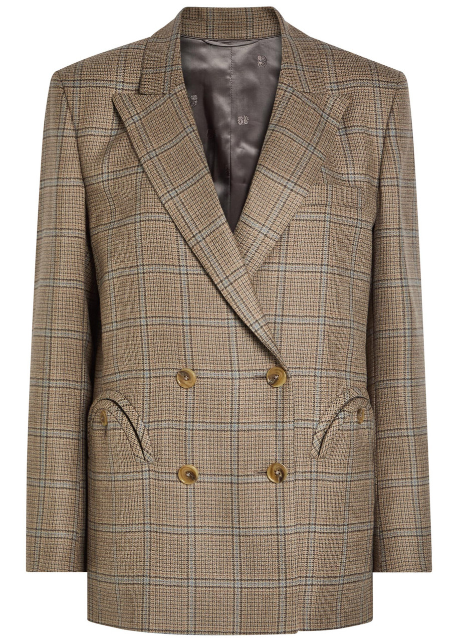 Blaze Milano Everynight Checked Double-breasted Wool Blazer - Beige - 0 (UK6 / XS)