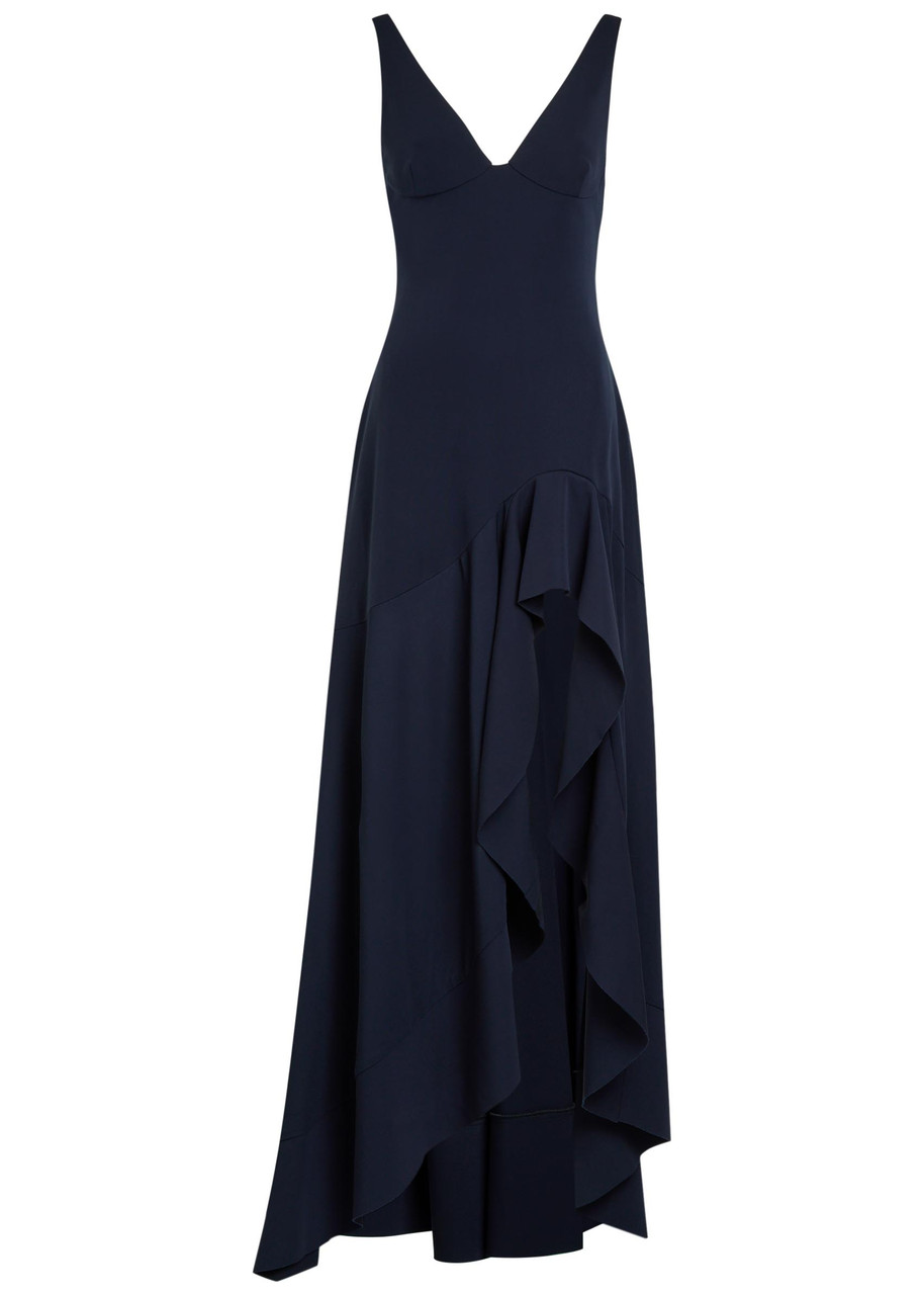 Stella Mccartney Frill Woven Maxi Dress – Navy – 44 (UK12 / M)