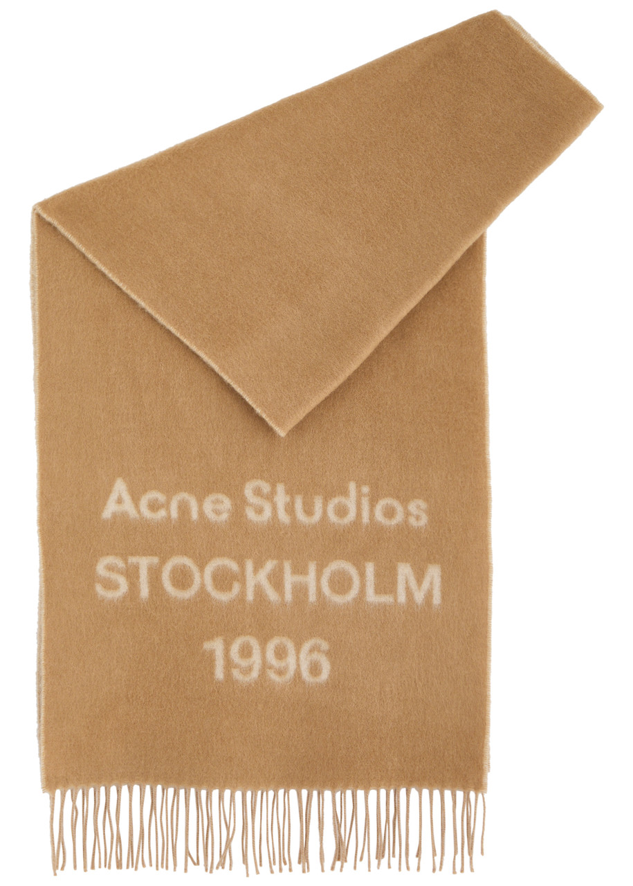 Acne Studios Venus 1996 Logo-intarsia Wool Scarf – Camel – One Size