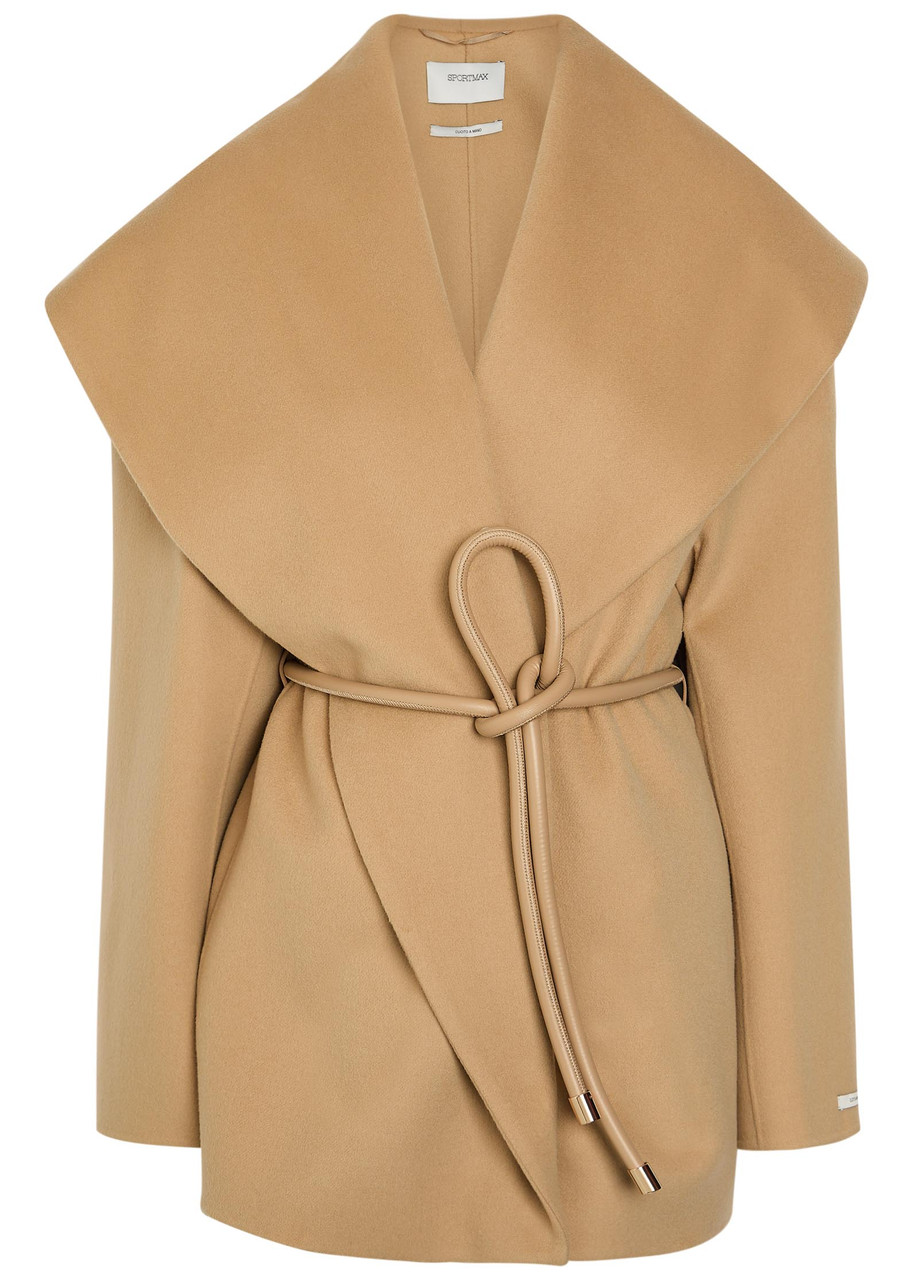 Sportmax Belted Wool Coat In Camel