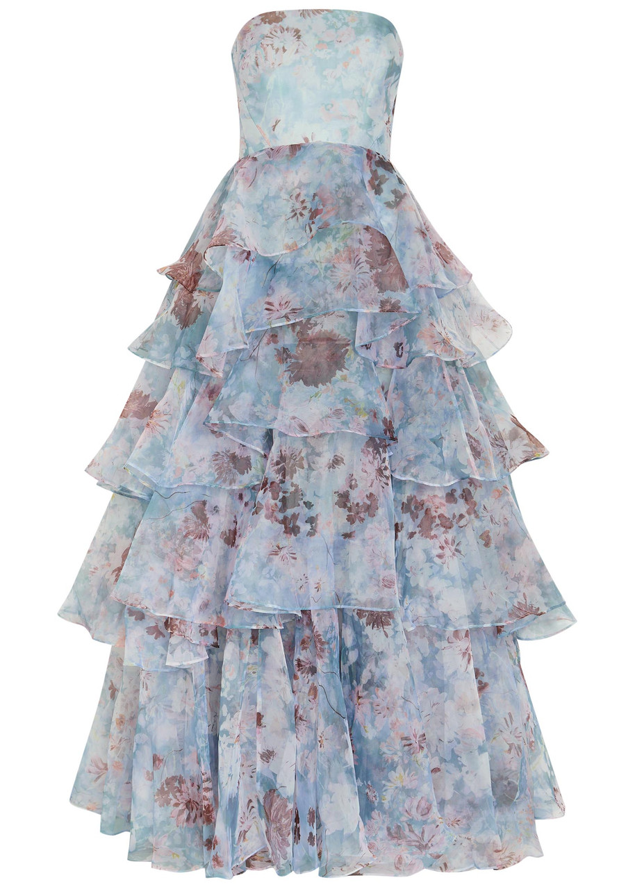 Aje Gabriella Floral-print Strapless Linen-blend Gown - Multicoloured - 8 (UK8 / S)
