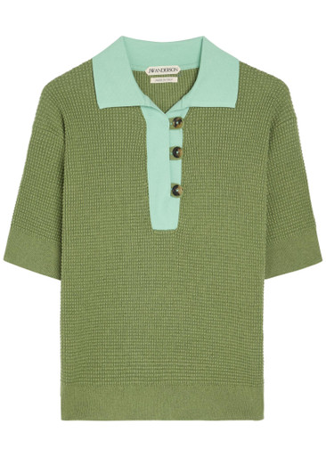 EVCON JAMIESON’S KNIT POLO JW ANDERSON Waffle-knit cotton-blend polo shirt | Harvey Nichols