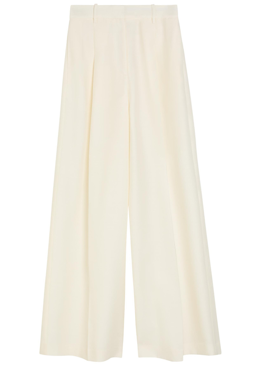 Heirlome Laurence Wide-leg Wool and Silk-blend Trousers – Ivory – 6 (UK10 / S)
